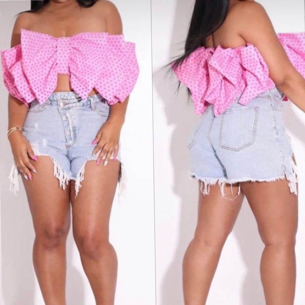 Large Bow Pink Tube Top- NWT - Picture 1 of 2